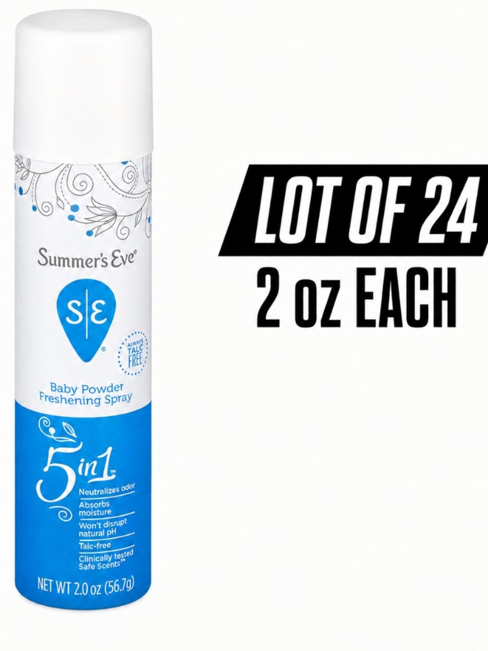 24 Pack of Summer's Eve Baby Powder 2oz Feminine Spray (12 Pack)
